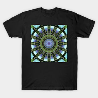 Circuitboard fire Kaleidoscope Pattern (Seamless) 6 T-Shirt